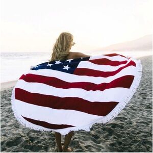 American Flag Patriotic Red, White, and Blue Beach Towel